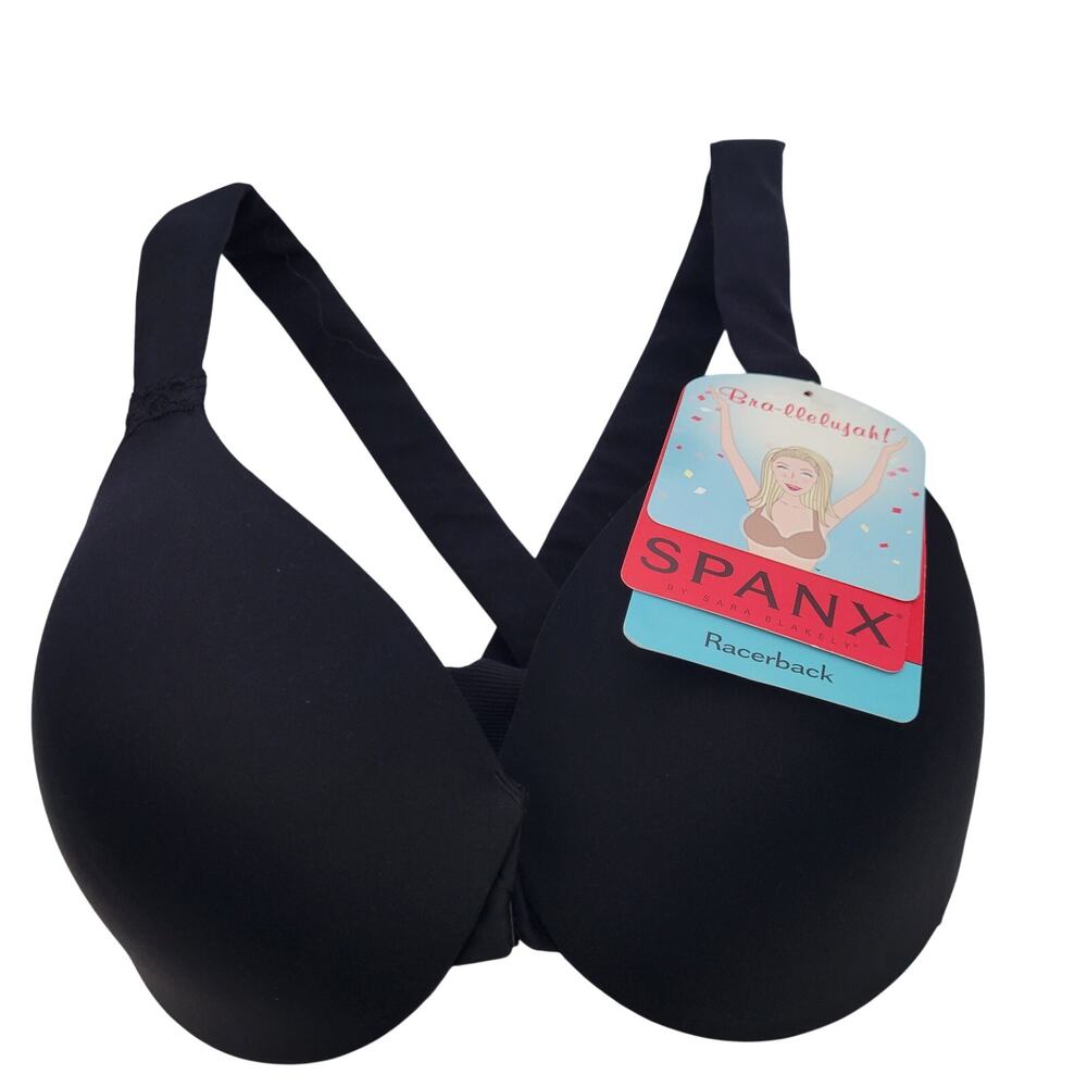 Spanx Bra-llelujah Racerback Black Front Closure Underwire Bra Size 32DD 8226-92